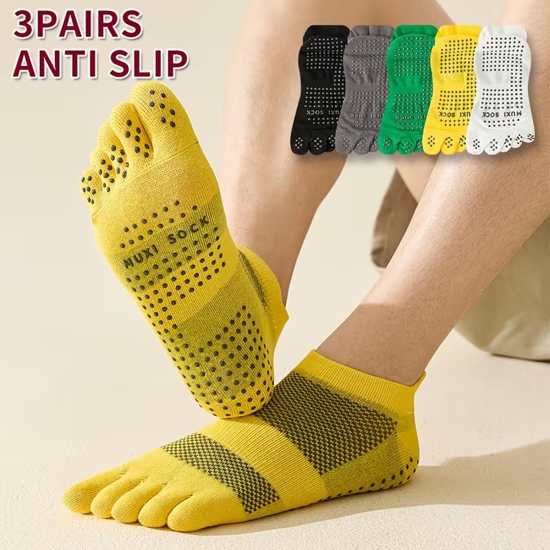 Men's 3-Pair Toe Socks Anti-Sl - Grip Sock Yoga ulasan dan harga