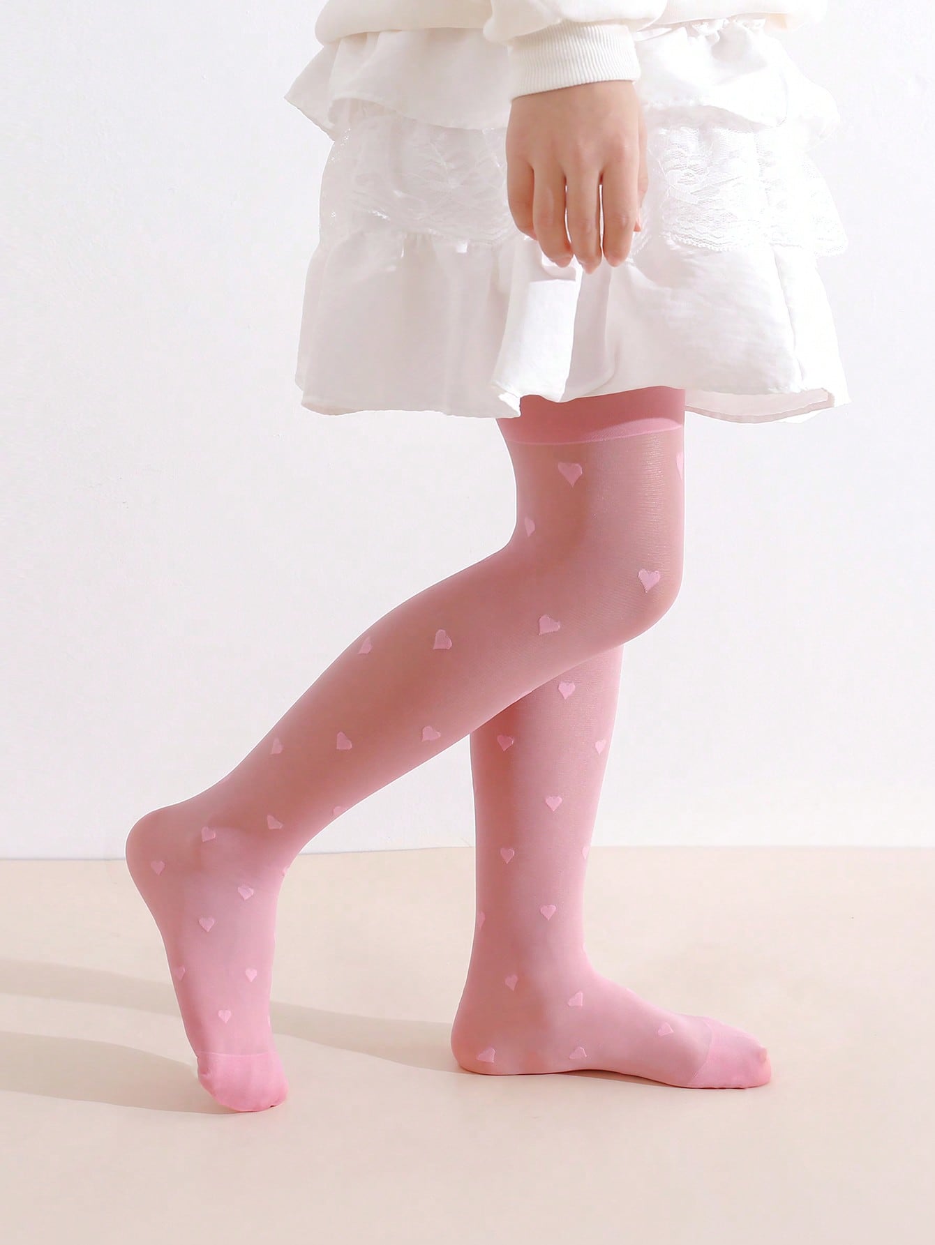 3Pcs Girls Heart Print Tights  - Tights Pantyhose Sheer ulasan dan harga