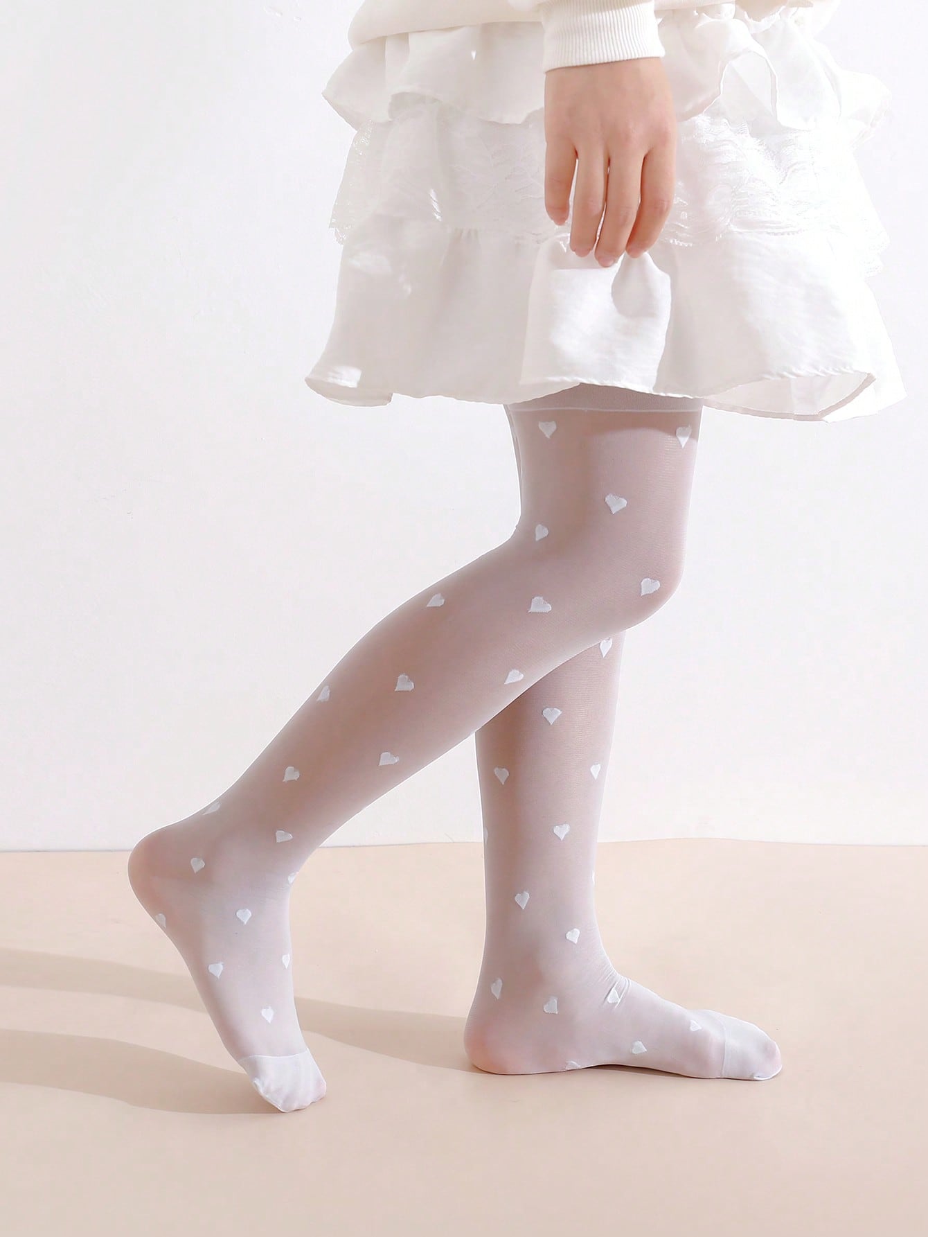 3Pcs Girls Heart Print Tights  - Tights Pantyhose Sheer ulasan dan harga