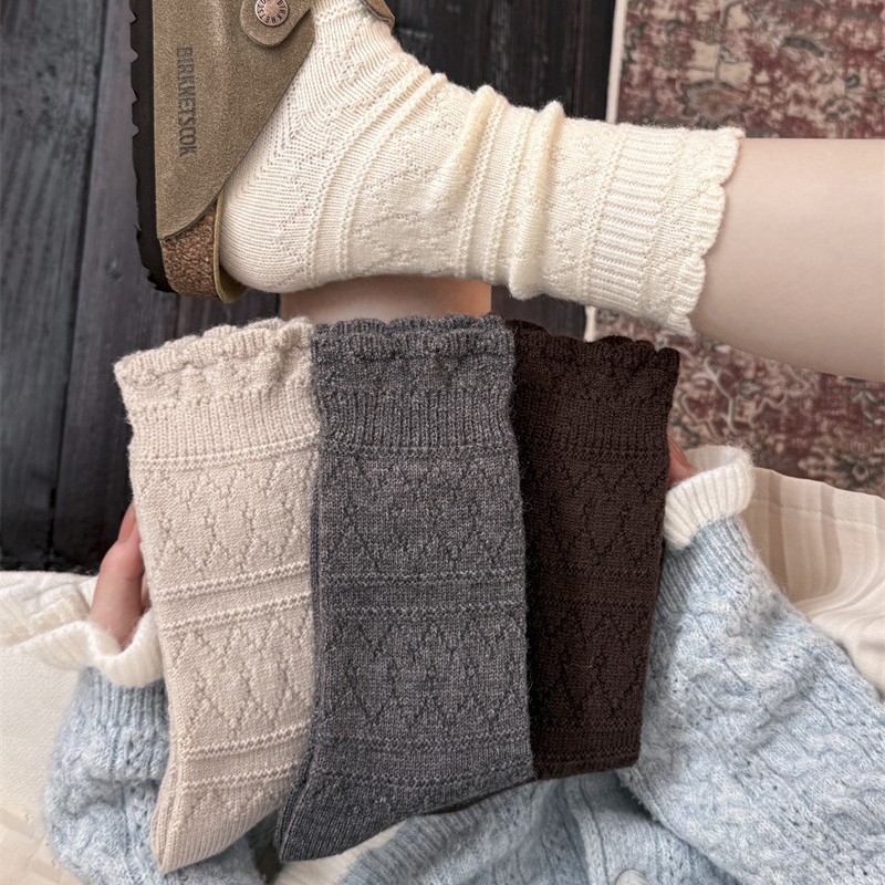 1 Pair Milky White Lace Trim M - Boot Sock Slouchy ulasan dan harga