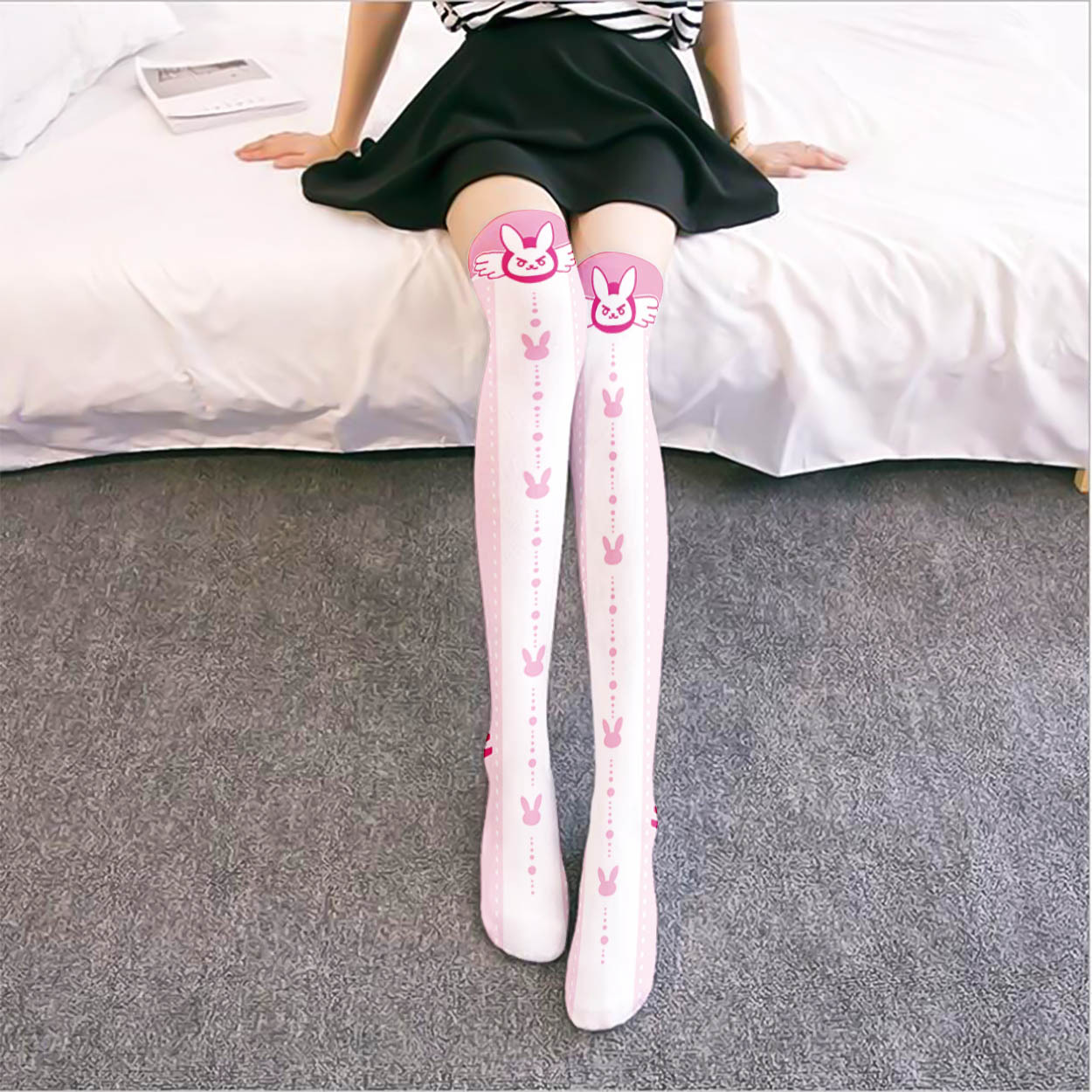 Game OW D.Va Cartoon Printed K - Silk Sock Bamboo ulasan dan harga