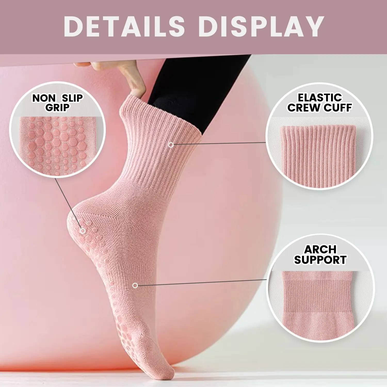 4 pairs of women's yoga socks, - Grip Sock Yoga ulasan dan harga