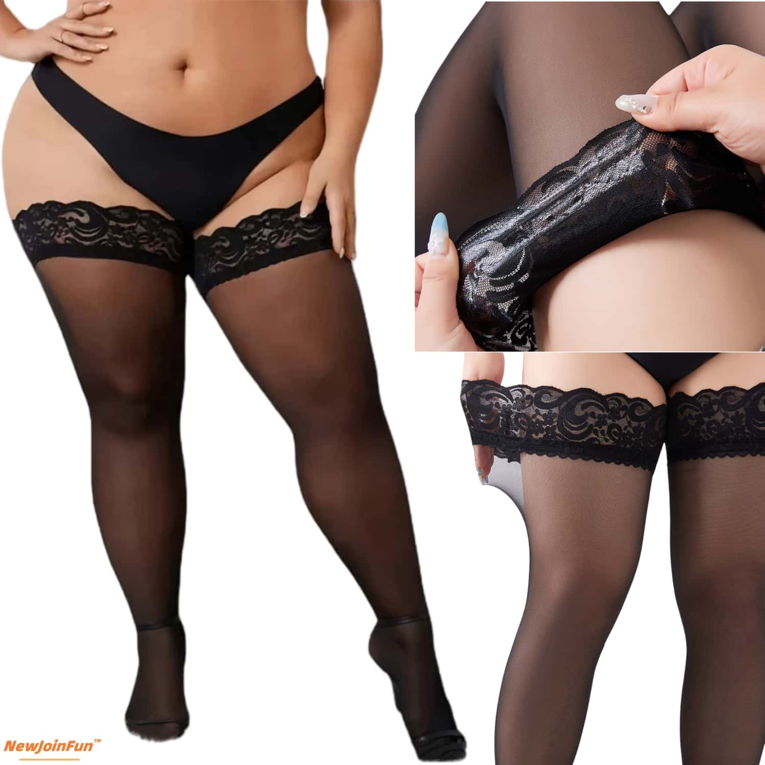 5pairs set Woman Plus Size Lac - Thigh High Sock Stay Up ulasan dan harga