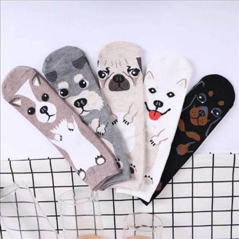 5 Pairs/pack Funny Cartoon Dog - Cotton Crew Sock Pack ulasan dan harga