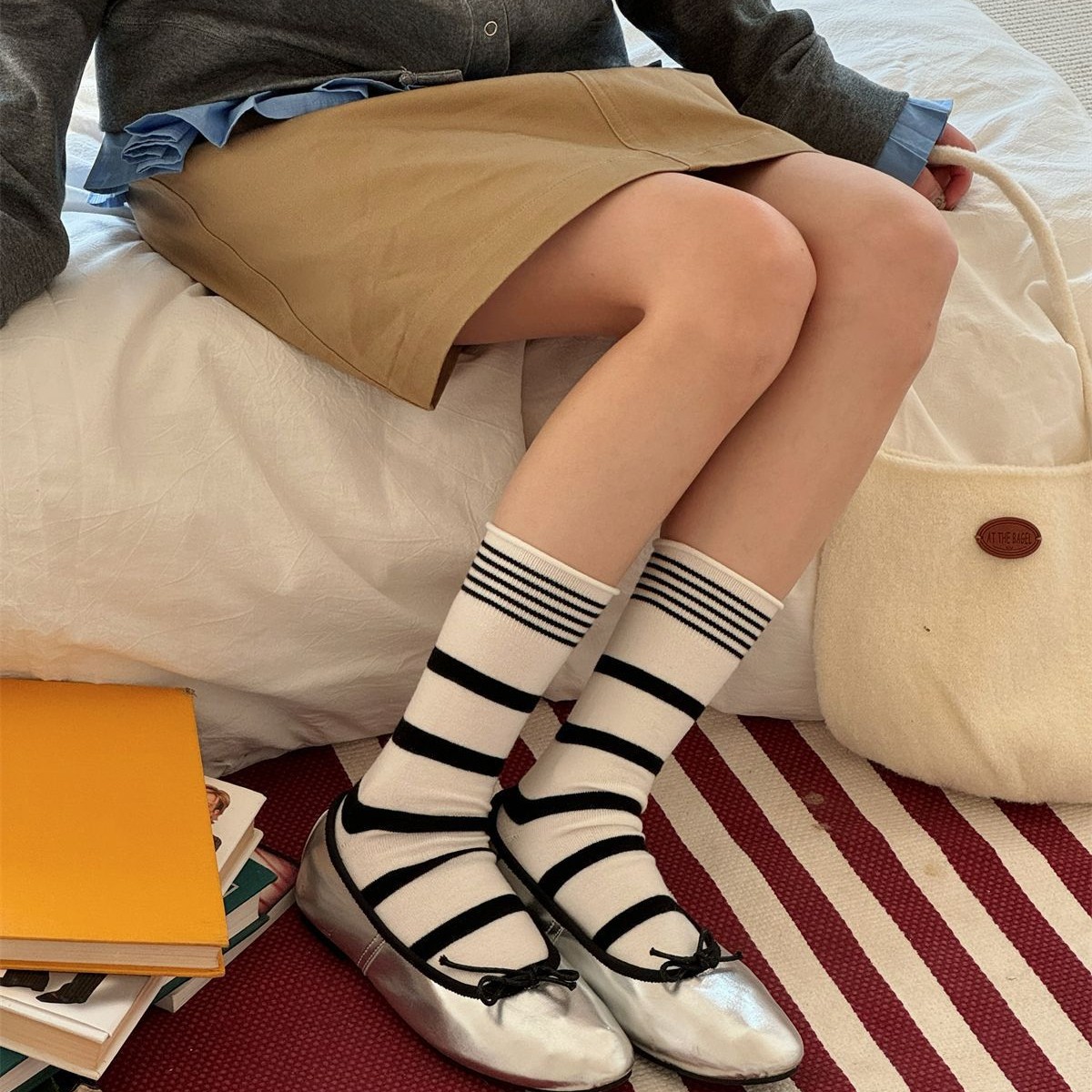 SP&CITY Korean Winter Striped  - Silk Sock Bamboo ulasan dan harga