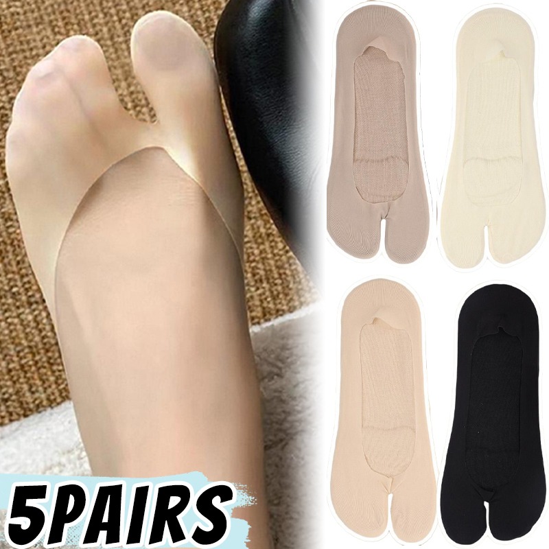1/5pairs Women Ice Silk Tabi S - Toe Sock Split ulasan dan harga