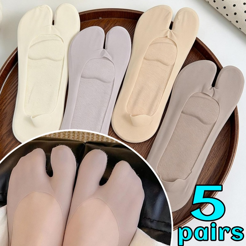 1/5pairs Women Ice Silk Tabi S - Toe Sock Split ulasan dan harga