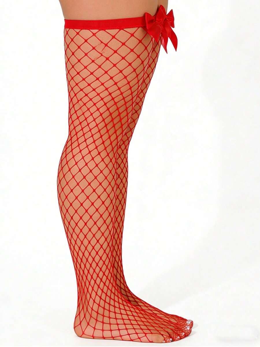 Bow Decor Fishnet Thigh High S - Fishnet Stocking Women ulasan dan harga